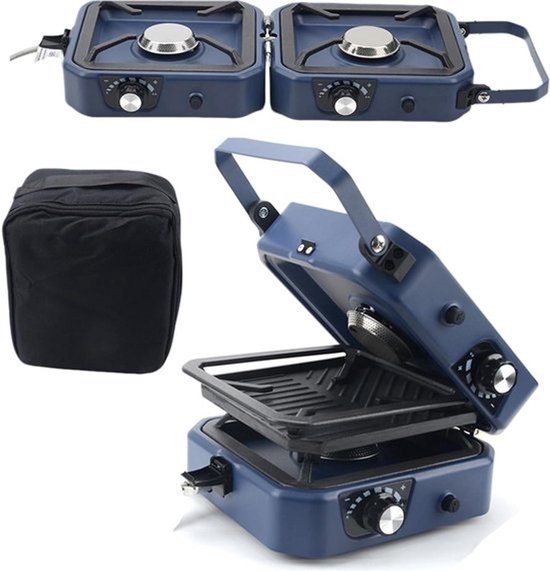 Gaskooktoestel - Camping Fornuis BBQ - Buiten Koken - Opvouwbaar Ontwerp - 54*22*8cm - Blauw