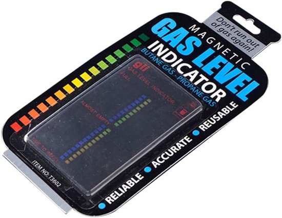 Gasniveau Indicator - Gasmeter Sticker - Gas Capaciteit Meten - Magnetische Achterkant - 10 x 6.3 cm - Zwart