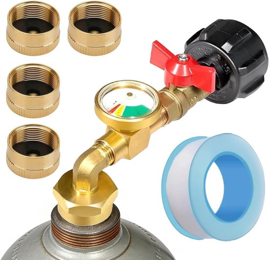 Gasniveau Indicator - Propaanmeter Meter - Gasverbruik Monitoren - Nachtzicht Afleesbaar - 16 x 6 x 5.5 cm - Zilverkleurig