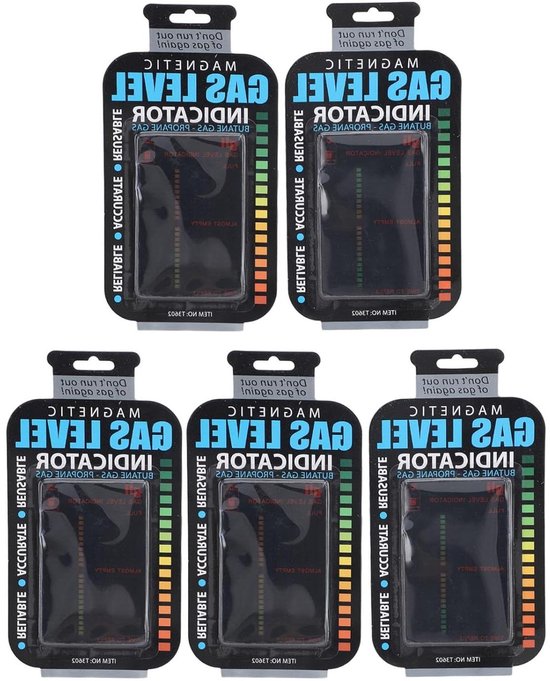 Gasniveau Indicator - Propaanmeter - Veilig Grillen - Handige Kleurenschaal - 5 Stuks - Zwart