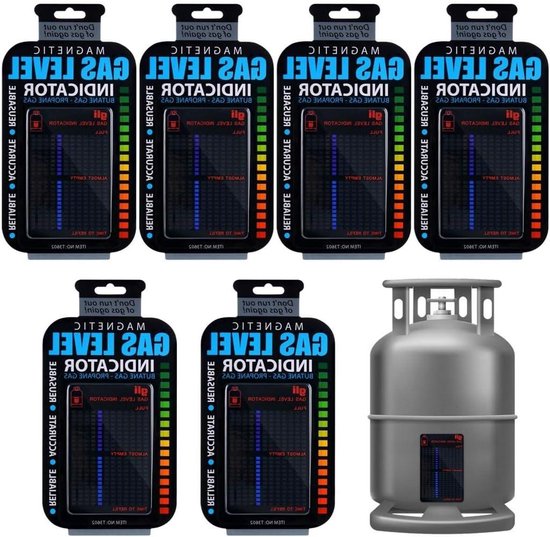 Gasniveau Indicator - Tankmeter - Barbecue Gebruik - Magnetische Bevestiging - 6 Stuks - Zwart
