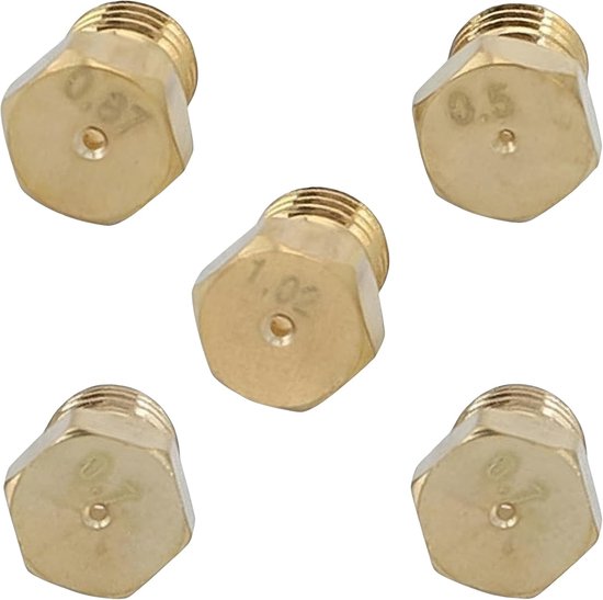 Gasnozzles pack van 5 - Butaangas, LPG - Diverse maten - Geschikt voor gasfornuizen en ovens - SnelShoppen