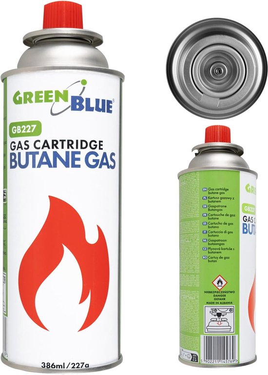 Gaspatroon 227g butaan - universeel schroefdraad - compact en veilig - ideaal voor campingkooktoestel - ShopVlot