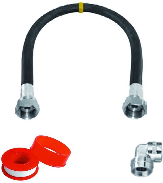 Gasset rubber½"haaks/recht 125 Doeco Gas aansluitmaterialen van Doeco