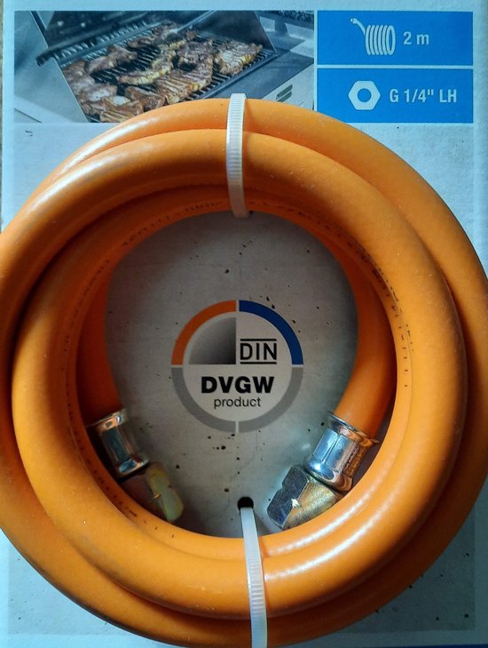 Gasslang gas slang 2 meter G1/4 LH aansluitingen - gasbrander onkruidbrander bio propaan butaan gasflessen LPG tank Binnendraads G1/4 LH koppelingen voor gas fles campinggas van Merkloos