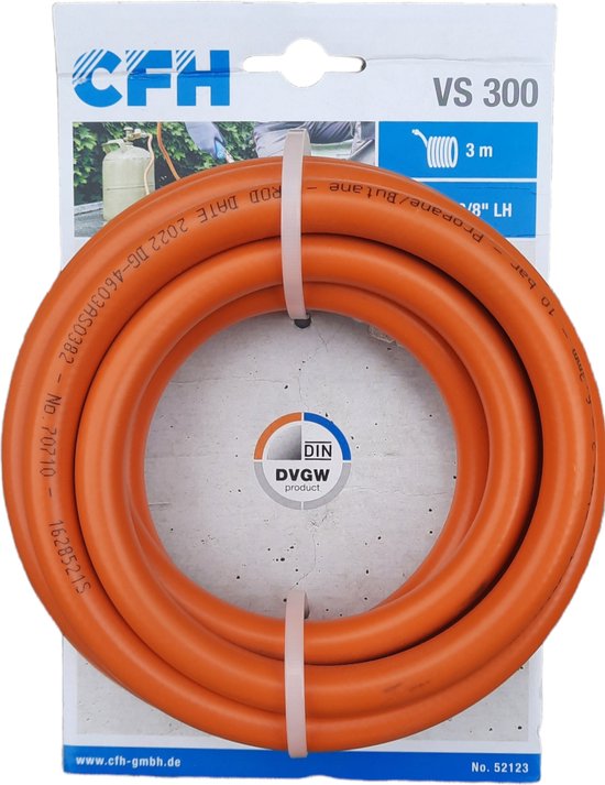 Gasslang gas slang 3 meter G 3/8 LH aansluitingen - gasbrander onkruidbrander bio propaan butaan gasflessen LPG tank Binnendraads G3/8'' LH koppelingen voor gas fles campinggas van Toolland