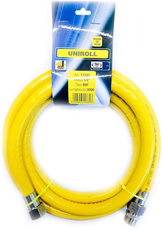 Gasslang Keuken 3 Meter Flexibel 1/2 Inch Roestvrij Staal
