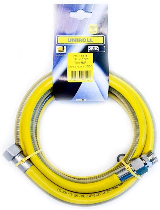 Gasslang Roestvrij Staal 1/2 inch M/F-F/F EN15266 150cm