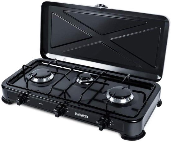 Gasstel 3 Pits - Kampeer Kookplaat - Buiten Koken - Individueel Instelbaar - 62x36x11 cm - Metaal