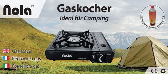 Gasstel met draagtas en gaspatronen - 16 stuks - Piezo ontsteking - Geschikt voor camping en outdoor koken