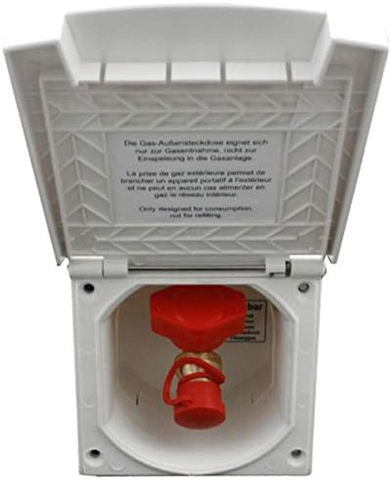 Gasstopcontact Buiten - Voedingsklep Caravan - Apparaten Aansluiten - Snelsluitventiel - 90-98 mm Inbouw - Wit