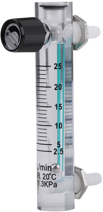 Gasstroommeter 2,5-25LPM met regelventiel voor zuurstof, lucht en gas van Merkloos