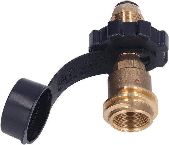 Gastank Adapter - Gas Aansluiting - Buiten Koken - Messing Materiaal - Standaard Maat - Zwart