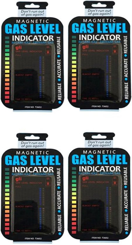 Gastank Indicator - Niveau Meter - Gasvoorraad Monitoren - Magnetische Bevestiging - 4 Stuks - Zwart
