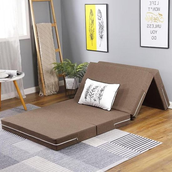 Gastenbed Opvouwbaar - Klapbed Slaapmat - Logeren Thuis - Schuimmatras Hoge Dichtheid - 90 x 200 cm - Kaki