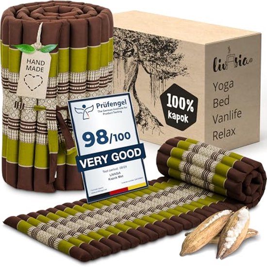 Gastenrolmat 200x50x4,5 cm - Handgemaakt Kapok Matras voor Buiten en Binnen van RAWKE.