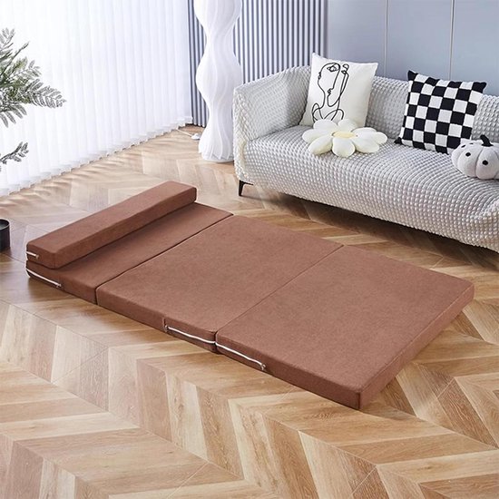 Gastmatras Opvouwbaar - Slaapbank Matras - Logeren Cre0ren - Ademende Linnen Hoes - 5 cm dik - Grijs