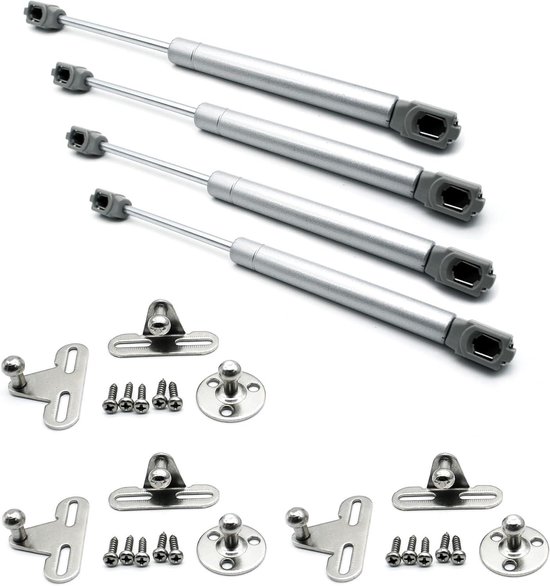 Gasveren Pak 4 - Gaszuigers Deurdemper - Meubels Openen - Soepele Beweging - 150N - Aluminium