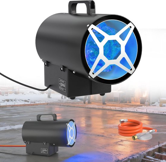 Gasverwarming - Warmtekanon Bouwverwarming - Ruimte Verwarmen - Dubbel Brandstof Compatibel - 10 kW - Zwart