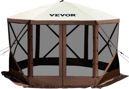 Gazebo Tent - Campingluifeltent met Gaasramen - Grote Schaduwtenten - Draagbare Draagtas - Haringen - 6-Zijdige Pop-up - 300D Oxford-stof en B3-gaas - voor Buitenkamperen - Gazon en Achtertuin - 3,66 m x 3,66 m van Alvantor