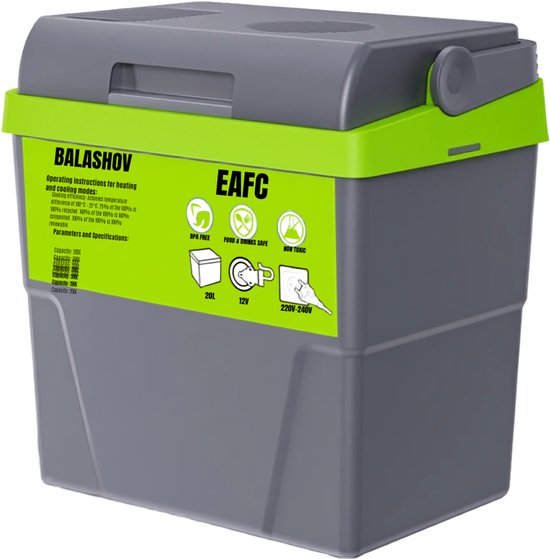 Geargalaxy Minikoelkast - Draagbare Koelkast - Auto Koelbox - Compressor Koeler - Mini Vriezer - Reiskoelkast - 20L - Grijs