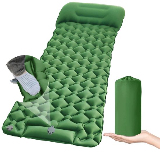 Geargalaxy Opblaasbaar Matras - Slaapmatras - Luchtbed - Opblaasbed - Slaapmatje - Logeermatras - Slaapmat voor Kamperen - Groen van Merkloos