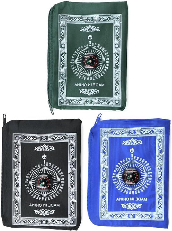 Gebedsmat Set - Reismat Kompas - Dagelijks Gebruik - Inclusief Draagtas - 100 x 60 cm - Meerdere Kleuren