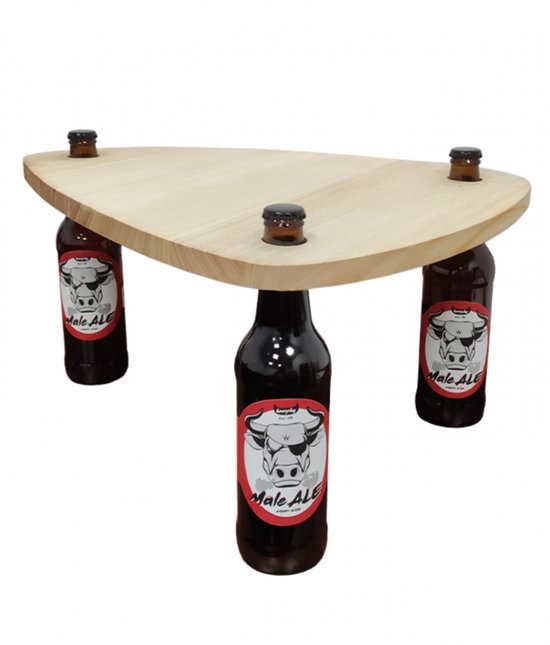 Geen Tafel? Wel Bier. – Picknicktafel op Bierflessen | Lichtgewicht Paulownia Hout, In 5 Sec Opgezet – Camping, Festival & Borrel | Dokkodo