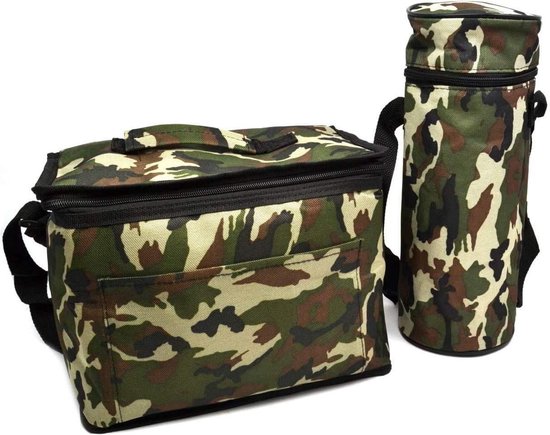 Geïsoleerde camouflage koeltas 10 liter voor picknick vissen camping jacht - 15 flessen - vrieszak voor levensmiddelen van Quechua