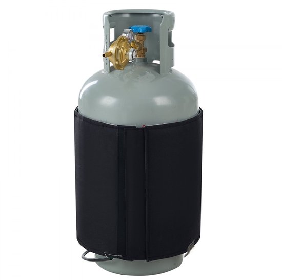 Geïsoleerde gasflesverwarmer - Verwarmingsband - Voor propaanflessen tot 18 kg - Vermogen 120 W - Interne thermostaat max. 32°C - Waterdicht Oxford - CE-gecertificeerd van Merkloos