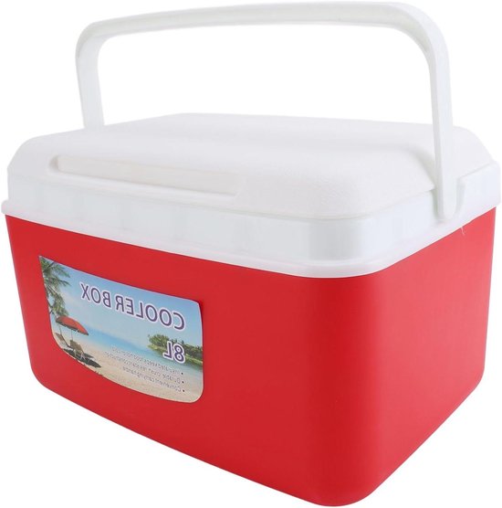 Geïsoleerde Koelbox - Draagbare Koeler Warme Koude Box - Eten Drinken Bewaren - Efficiënte Isolatie - 8 Liter - Rood