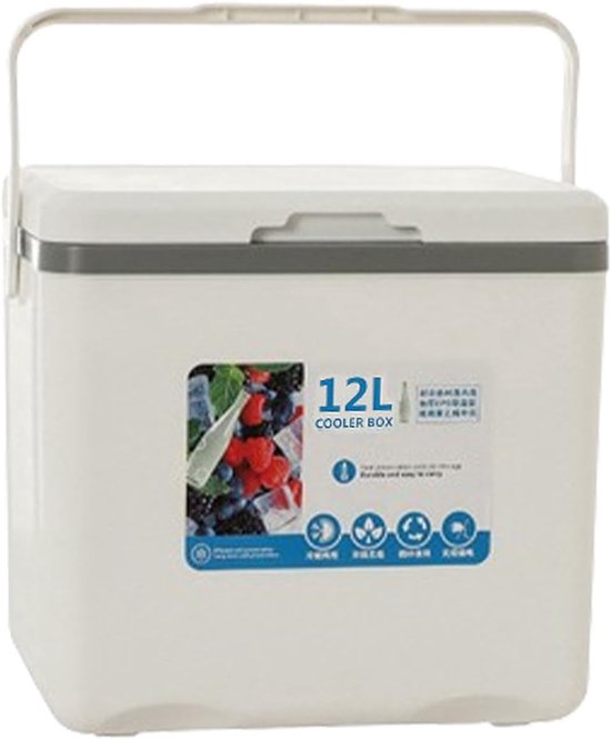 Geïsoleerde Koelbox - IJs Retentie Doos - Kamperen en Reizen - Voedselveilig PP Materiaal - 12 Liter Capaciteit - Wit