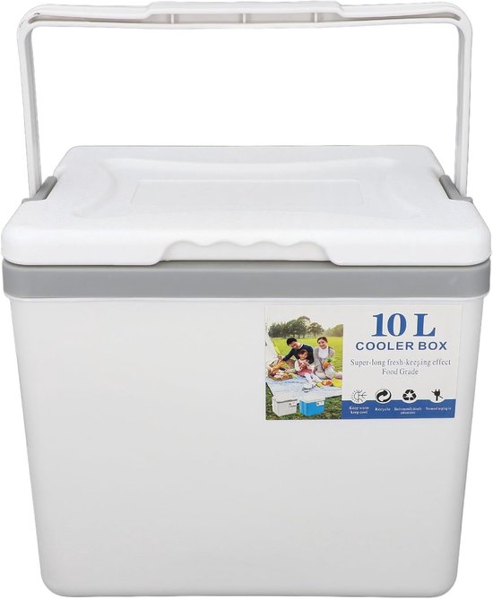 Geïsoleerde Koelbox - Voedsel Opslag - Buiten Activiteiten - Grote Capaciteit - 10 Liter - Wit