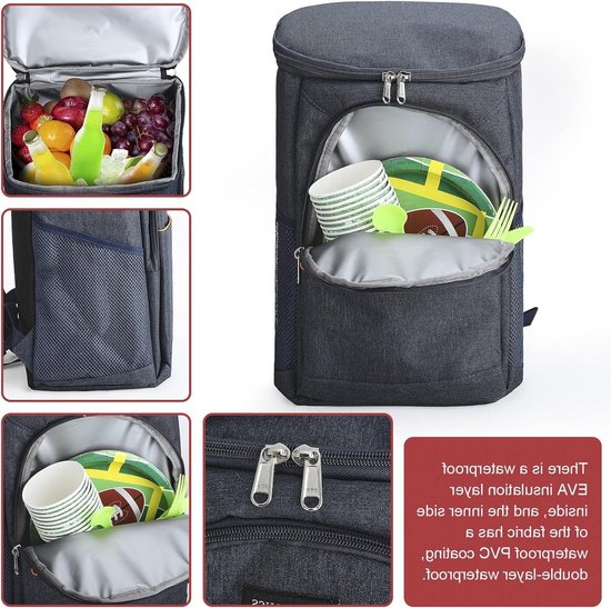 Geïsoleerde koelrugzak - lekvrije zachte koeltas voor mannen en vrouwen - lichtgewicht lunchtas voor werk, school, picknick, wandelen, kamperen, strand, park of dagtochten Koelrugtas van Tourit