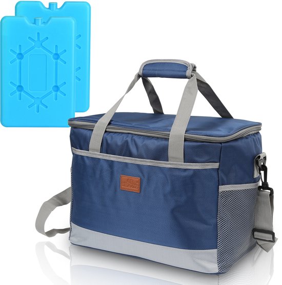 Geïsoleerde Koeltas 33L - blauw - Met 2 koelelementen - 4 laags geïsoleerde Lunchtas - Picknicktas - Slijtvast en duurzaam materiaal - Waterdicht en vuilafstotend