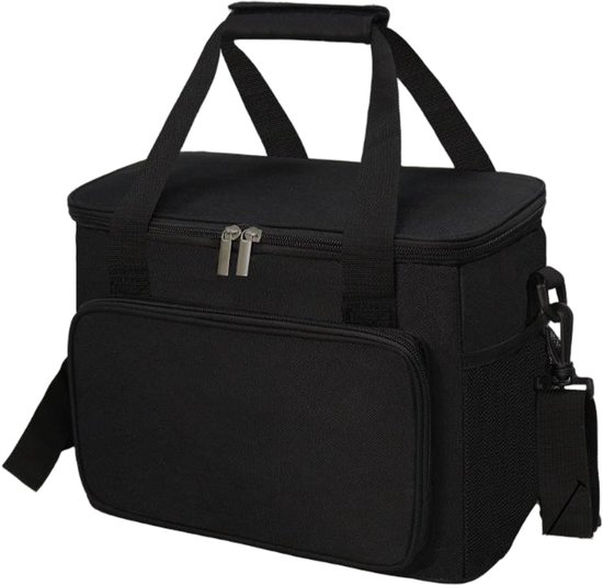 Geïsoleerde koeltas - Crossbody lunchtas - Familie picknicktas - Herbruikbare waterdichte lunchtas voor mannen en vrouwen - Scrubber met dubbele compartimenten - Draagbaar reiswerk - 15L -31*19*23cm-Zwart van Merkloos