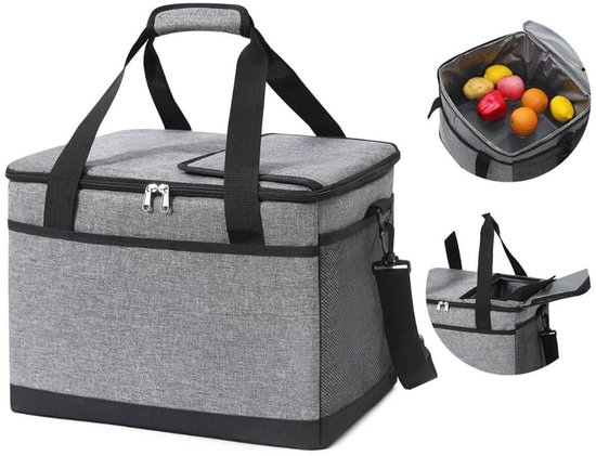 Geïsoleerde Koeltas - Lunchtas 35 liter - Grijs - 42 x 28 x 31cm