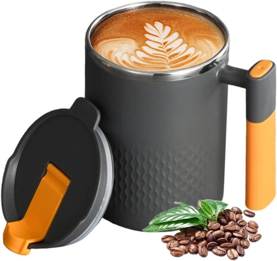 Geïsoleerde Koffiekop - Theemok met deksel - Dranken meenemen - Lekvrije garantie - 450 ml - Titanium