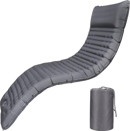 Geïsoleerde ligmat camping - zelfopblazend - ultralicht - 10 cm dik - zelfopblazende luchtmatras - waterbestendig - slaapmat - isolatiemat - voor wandelen - strand - grijs van Redwood