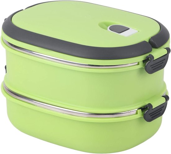 Geïsoleerde Lunchbox - Voedselcontainer Thermos - Maaltijden Warm Houden - 3 Lagen Roestvrij Staal - 2 Niveaus - Groen