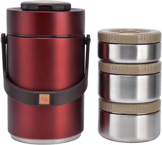 Geïsoleerde Lunchbox - Voedselcontainer Thermosbeker - Lunch Meenemen - Vacuüm Geïsoleerd - 2.3L - Rood
