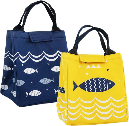 Geïsoleerde Lunchtas 2 Stuks - Waterdicht en Thermische Tas met Isolerende Laag voor Werk - Picknicken en Reizen - Geel en Tibet Kleine Koeltas van Mepal