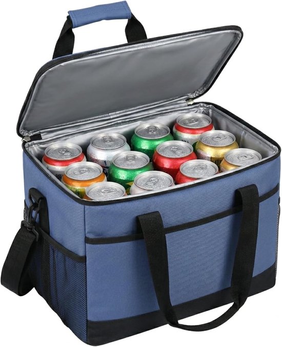 Geïsoleerde lunchtas - Geïsoleerde Koeltas - Handvat Riem - Picknicktas - Opvouwbare thermotas van Oxford stof - Lekvrij en Waterdicht - Voor Kantoor Camping Picknick Reizen - 40 x 25 x 29 CM - Marineblauw