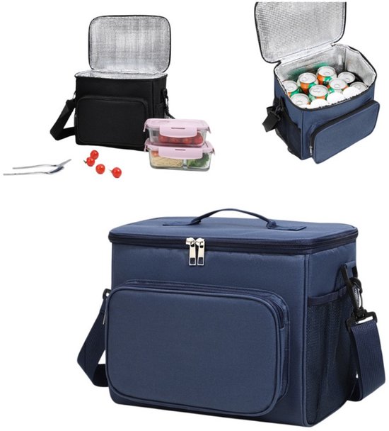 Geïsoleerde lunchtas – Herbruikbare lunchbox – Draagbare, zachte koeltas – Lekvrij ontwerp – Met verstelbare schouderband – Koeltas met grote inhoud – Picknicktas – Thermotas – Ideaal voor volwassenen (werk/picknicks) – 26 x 24 x 17 cm