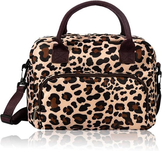 Geïsoleerde lunchtas - Kleine geïsoleerde lunchtas - Geïsoleerde lunchtas - Opvouwbare lunchbox - Luipaardprint - Afmetingen: 29*17*23 cm - Draagbare geïsoleerde tas - Geschikt voor school, kamperen en reizen