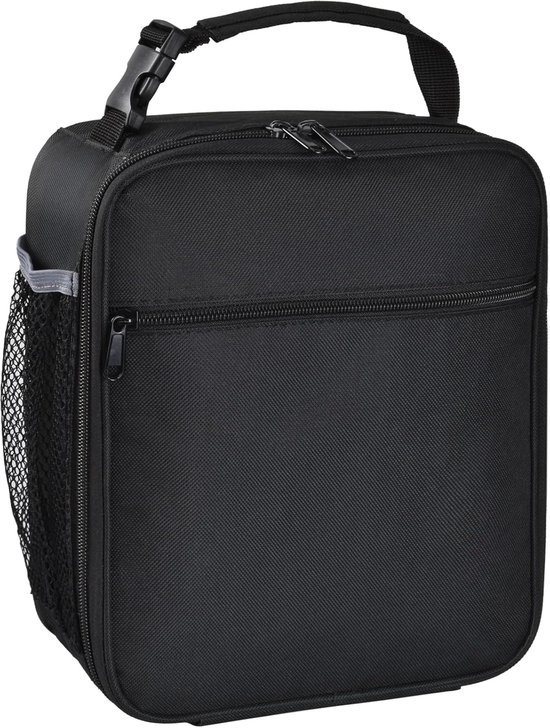 Geïsoleerde lunchtas, lekvrije draagbare lunchbox voor vrouwen, mannen, jongens, meisjes, grote koeltas met handvat en flessenvak voor kantoor, school, kamperen, wandelen, picknick op het strand (zwart) van Merkloos