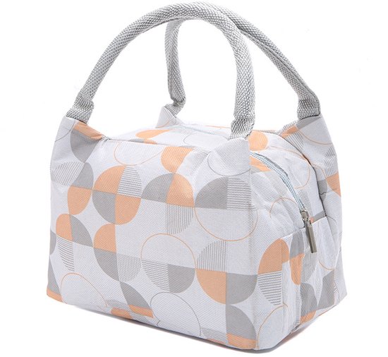 Geïsoleerde lunchtas - Lunchbox - Geïsoleerde lunchtas voor op kantoor - Geïsoleerde picknicktas van folie voor buiten - Houdt warmte en koel - Herbruikbaar - Geschikt voor mannen en vrouwen voor werk, picknicks of reizen - Grijs, wit, oranje van Merkloos