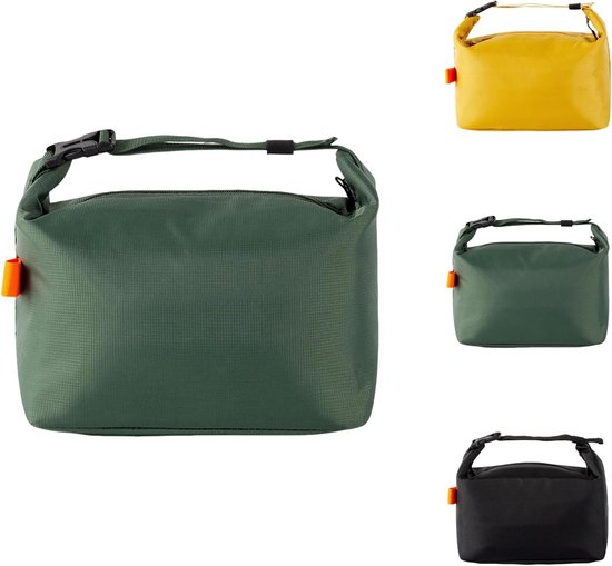 Geïsoleerde lunchtas met dikke aluminiumfolie-voering – Lekvrije thermische bentotas voor werk, school en picknicks – Ruime koel-/warmhoudtas – Inclusief verstelbare schouderriem – Geschikt voor alle leeftijden – Groen