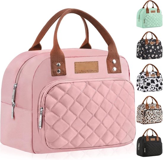 Geïsoleerde lunchtas voor dames en heren, geschikt voor werk, kantoor en volwassenen, ook geschikt voor meisjes,roze van Merkloos