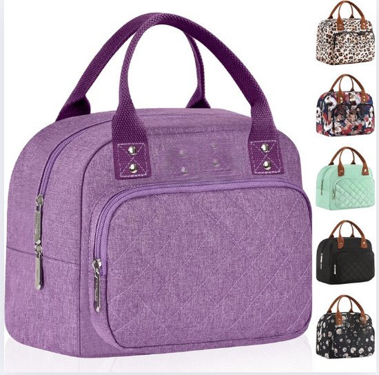 Geïsoleerde lunchtas voor dames en heren, werk volwassen koeltas lunchbox container lunch draagtas (paars) van Blokker